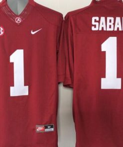 Crimson Tide #1 Nick Saban Red Stitched NCAA Jersey