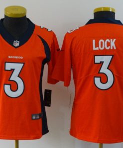Women's Denver Broncos #3 Drew Lock Orange Vapor Untouchable Stitched NFL Jersey(Run Small)