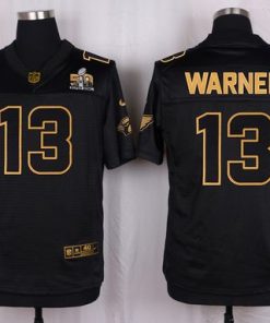 Nike Cardinals #13 Kurt Warner Black Pro Line Gold Collection Men's Stitched NFL Elite Jersey