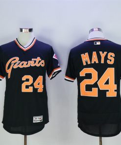 Men's San Franciscoc Giants #24 Willie Mays Black Throwback Stitched MLB Jersey