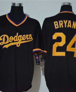 Men's Los Angeles Dodgers #24 Kobe Bryant Black Throwback Cool Base Stitched MLB Jersey
