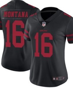 Women's NFL San Francisco 49ers #16 Joe Montana Black Vapor Untouchable Limited Stitched Jersey(Runs Small)