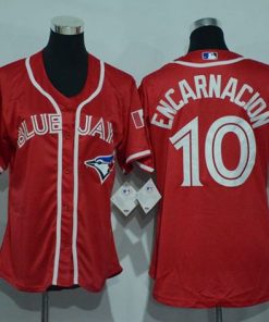 Blue Jays #10 Edwin Encarnacion Red Canada Day Women's Stitched MLB Jersey