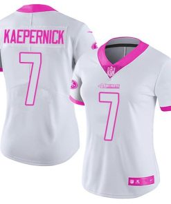 Nike 49ers #7 Colin Kaepernick White/Pink Women's Stitched NFL Limited Rush Fashion Jersey