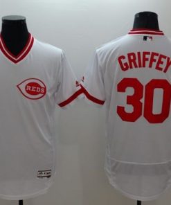 Reds #30 Ken Griffey White Flexbase Authentic Collection Cooperstown Stitched MLB Jersey