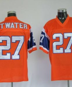 Mitchel & Ness Broncos #27 Steve Atwater Orange With 75 Anniversary Patch Stitched Throwback NFL Jersey