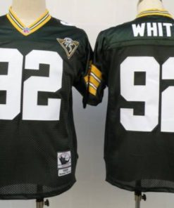 Mitchell & Ness Packers #92 Reggie White Green With 75th Patch Stitched NFL Jersey