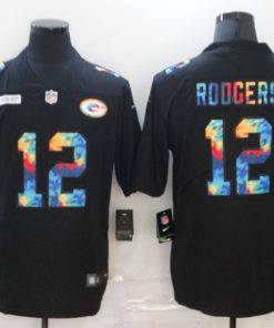 Men's Green Bay Packers #12 Aaron Rodgers 2020 Black Crucial Catch Limited Stitched NFL Jersey