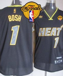 Heat #1 Chris Bosh Black Electricity Fashion Finals Patch Stitched NBA Jersey
