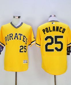 Pirates #25 Gregory Polanco Gold Flexbase Authentic Collection Stitched MLB Jersey