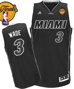 Revolution 30 Heat #3 Dwyane Wade Black/White Finals Patch Stitched NBA Jersey