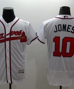 Braves #10 Chipper Jones White Flexbase Authentic Collection Stitched MLB Jersey