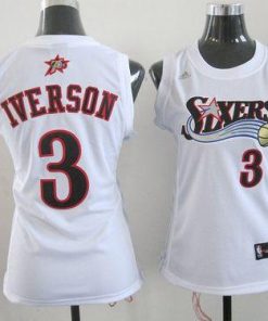 76ers #3 Allen Iverson White Women's Home Stitched NBA Jersey
