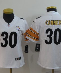 Women's Pittsburgh Steelers #30 James Conner White  Vapor Untouchable Limited Stitched NFL Jersey