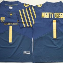 Ducks #1 Mighty Oregon Navy Blue Webfoots 100th Rose Bowl Game Elite Stitched NCAA Jersey