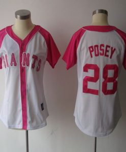 Giants #28 Buster Posey White/Pink Women's Splash Fashion Stitched MLB Jersey