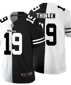 Men's Minnesota Vikings #19 Adam Thielen Black White Split 2020 Stitched Jersey