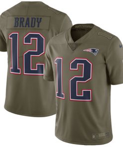 Men's Nike New England Patriots #12 Tom Brady Olive Salute to Service Limited Stitched NFL Jersey