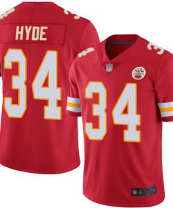 Men's Chiefs #34 Carlos Hyde Red Vapor Untouchable Limited Stitched  NFL Jersey