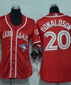 Blue Jays #20 Josh Donaldson Red Canada Day Women's Stitched MLB Jersey