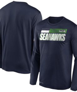 Men's Seattle Seahawks 2020 Navy Sideline Impact Legend Performance Long Sleeve NFL T-Shirt