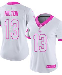 Nike Colts #13 T.Y. Hilton White/Pink Women's Stitched NFL Limited Rush Fashion Jersey