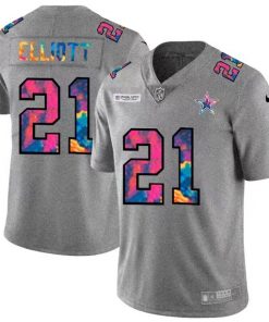 Men's Dallas Cowboys #21 Ezekiel Elliott 2020 Grey Crucial Catch Limited Stitched NFL Jersey