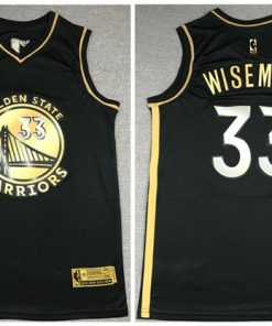 Men's Golden State Warriors #33 James Wiseman Black Gold Edition Stitched NBA Jersey