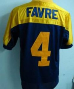Mitchell & Ness Packers #4 Brett Favre Blue/Gold With 75 Anniversary Patch Stitched Throwback NFL Jersey