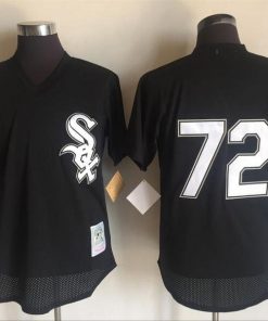 Men's White Sox #72 Carlton Fisk Mitchell And Ness Black 1993 Throwback Stitched MLB Jersey