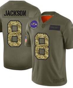 Men's Baltimore Ravens #8 Lamar Jackson 2019 Olive Camo Salute To Service Limited Stitched NFL Jersey