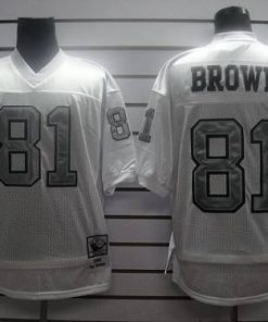 Mitchell and Ness Raiders #81 T.Brown White Silver No. Stitched NFL Jersey