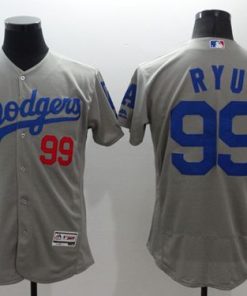 Dodgers #99 Hyun-Jin Ryu Grey Flexbase Authentic Collection Stitched MLB Jersey
