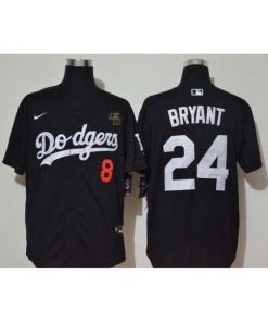 Men's Los Angeles Dodgers Front #8 Back #24 Kobe Bryant Black 2020 KB Patch Cool Base Stitched Jersey