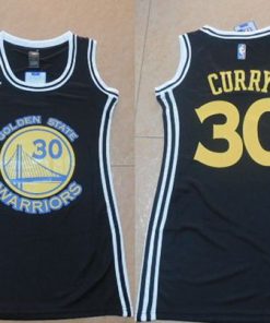 Warriors #30 Stephen Curry Black Women's Dress Stitched NBA Jersey