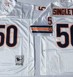 Mitchell&Ness Bears #50 Mike Singletary White Small No. Throwback Stitched NFL Jersey