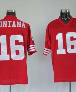 Mitchell and Ness 49ers Joe Montana #16 Stitched Red NFL Jersey