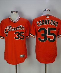 Men's San Francisco Giants #35 Brandon Crawford Orange Throwback Flexbase Stitched MLB Jersey