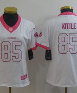 Women's NFL San Francisco 49ers #85 George Kittle White/Pink Vapor Untouchable Limited Stitched Jersey£¨Run Small)