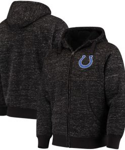 Men's Indianapolis Colts G-III Sports by Carl Banks Heathered Black Discovery Sherpa Full-Zip NFL Jacket