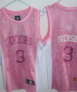 76ers #3 Allen Iverson Pink Women Fashion Stitched NBA Jersey