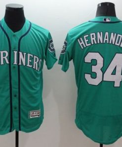 Mariners #34 Felix Hernandez Green Flexbase Authentic Collection Stitched MLB Jersey
