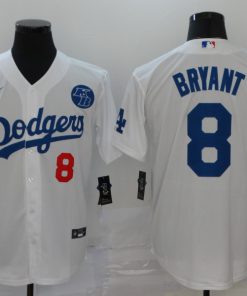 Men's Los Angeles Dodgers #8 Kobe Bryant White 2020 KB Patch Cool Base Stitched MLB Jersey