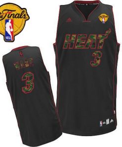 Heat #3 Dwyane Wade Black Camo Fashion Finals Patch Stitched NBA Jersey
