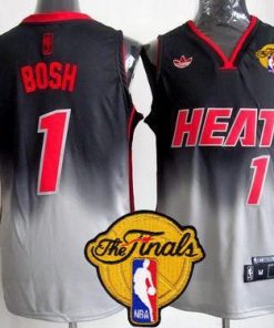 Heat #1 Chris Bosh Black/Grey Fadeaway Fashion Finals Patch Stitched NBA Jersey