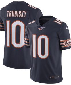 Men's Chicago Bears #10 Mitchell Trubisky Navy 2019 100th Vapor Untouchable Limited Stitched NFL Jersey