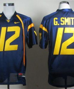 Mountaineers #12 Geno Smith Navy Blue Stitched NCAA Jersey