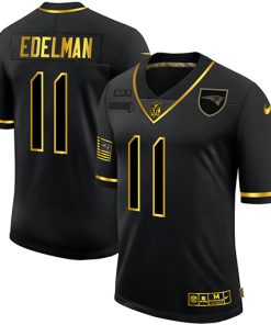 Men's New England Patriots #11 Julian Edelman 2020 Black/Gold Salute To Service Limited Stitched NFL Jersey