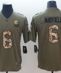 Men's Cleveland Browns #6 Baker Mayfield Green Salute To Service Limited Stitched NFL Jersey