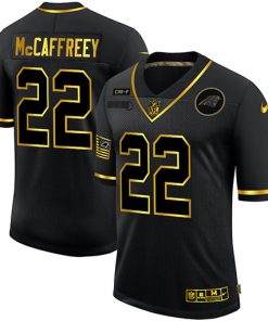 Men's Carolina Panthers #22 Christian McCaffrey 2020 Black/Gold Salute To Service Limited Stitched NFL Jersey